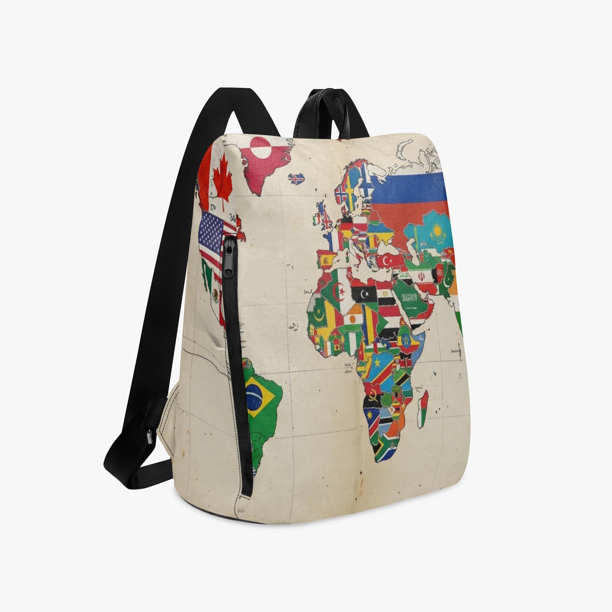 The Global Traveler: National Flags World Map Printed Backpack
