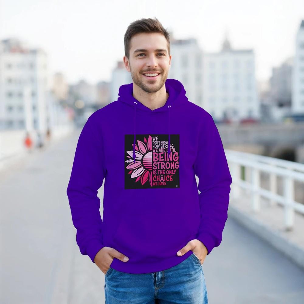 Cancer Awareness Hoodie, Pink Ribbon Survivor Pullover, Cotton Blend Comfort