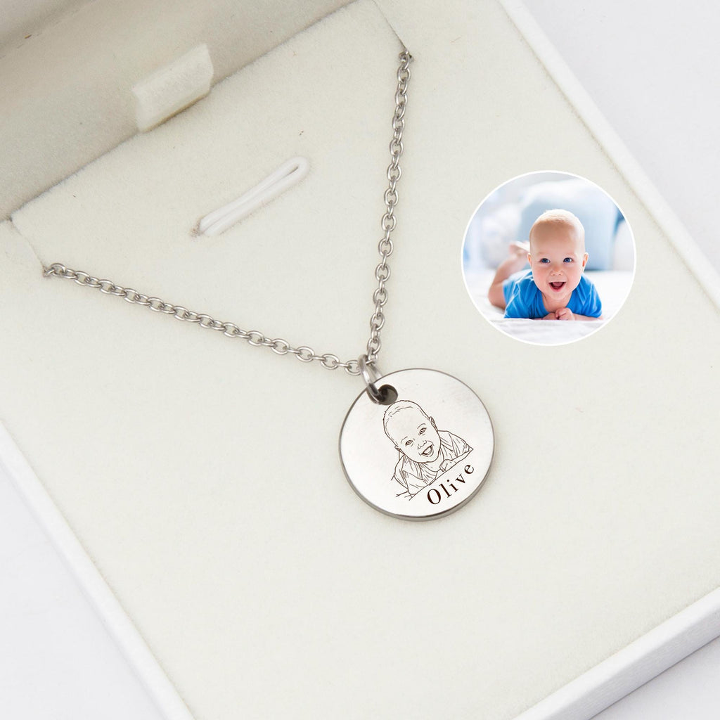 Custom Photo Projection Necklace – Sterling Silver Engraved Memory Jewelry