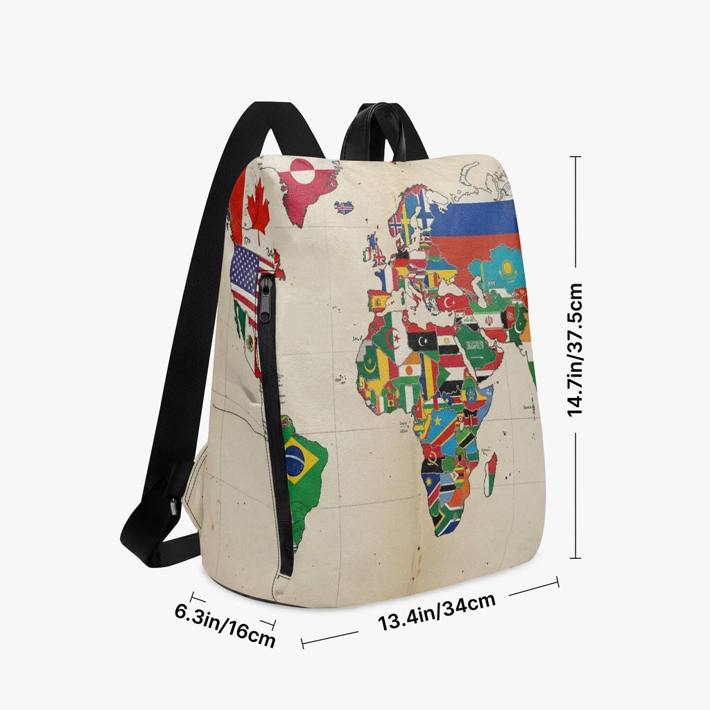 The Global Traveler: National Flags World Map Printed Backpack