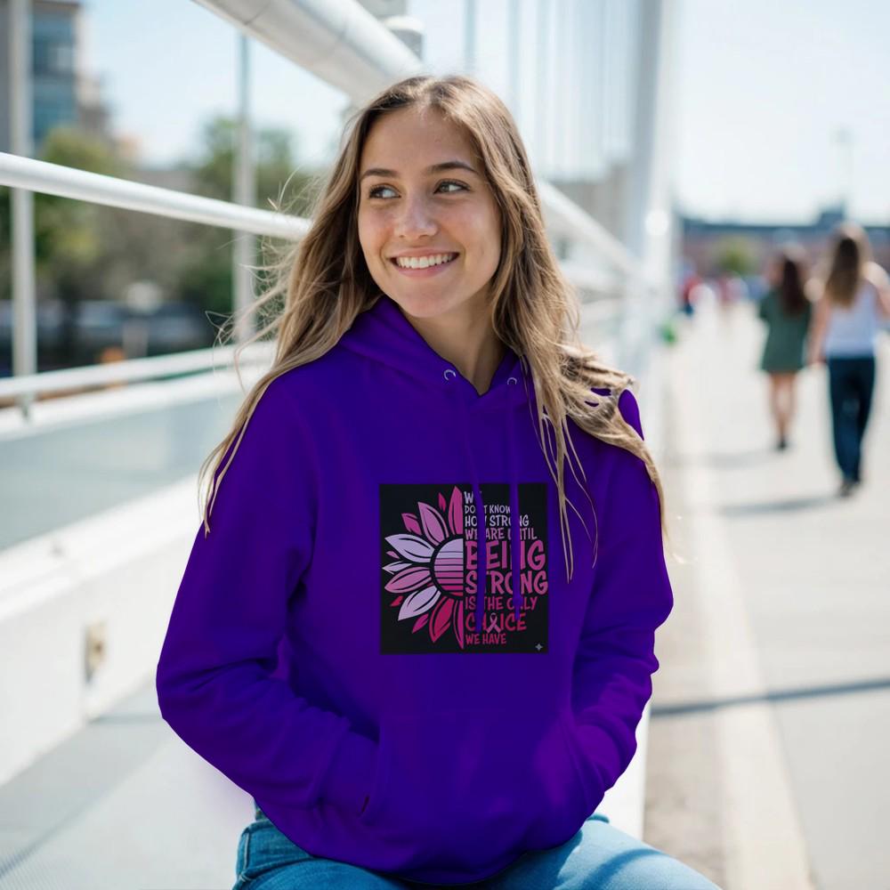 Cancer Awareness Hoodie, Pink Ribbon Survivor Pullover, Cotton Blend Comfort