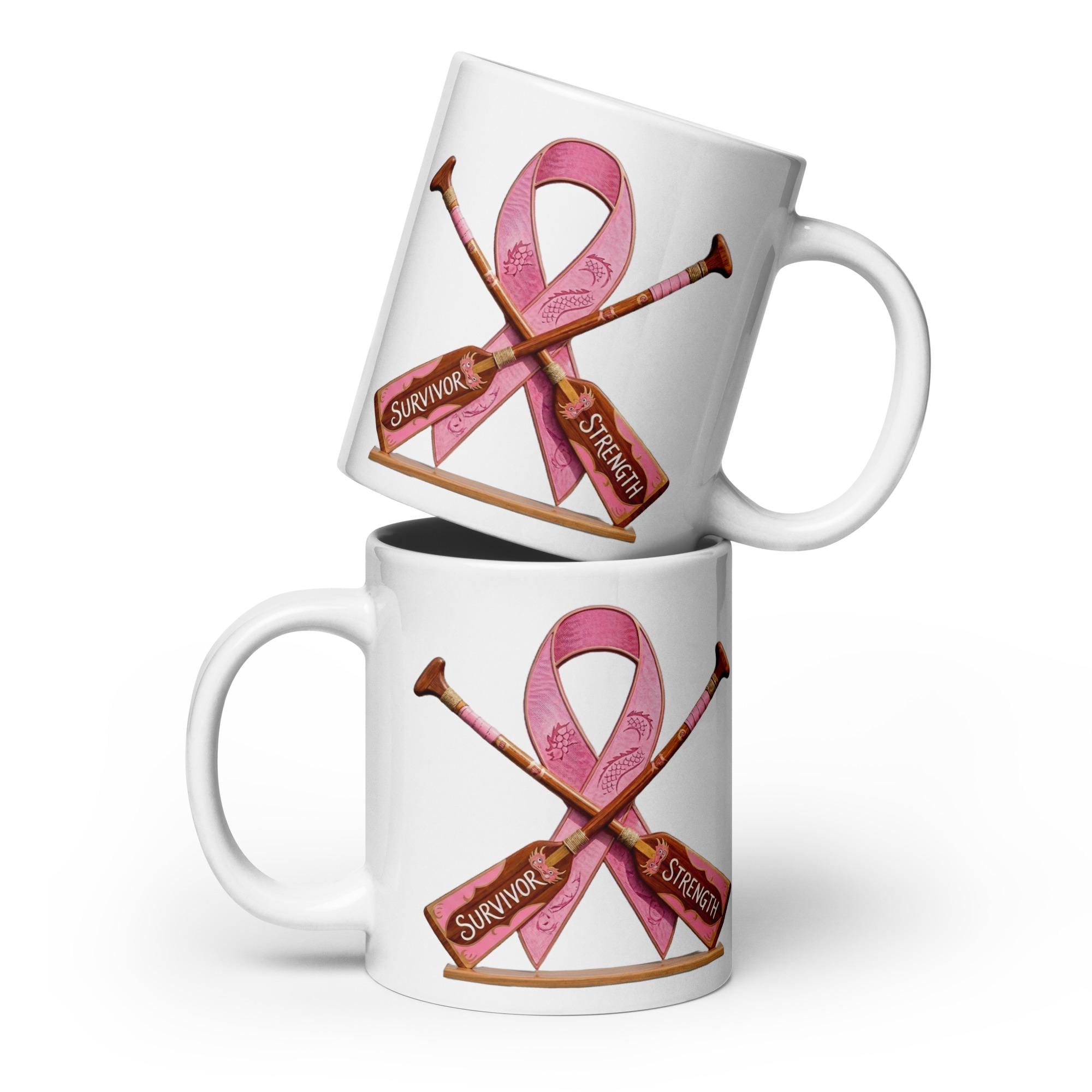 Breast cancer Survivor,  paddle White glossy mug