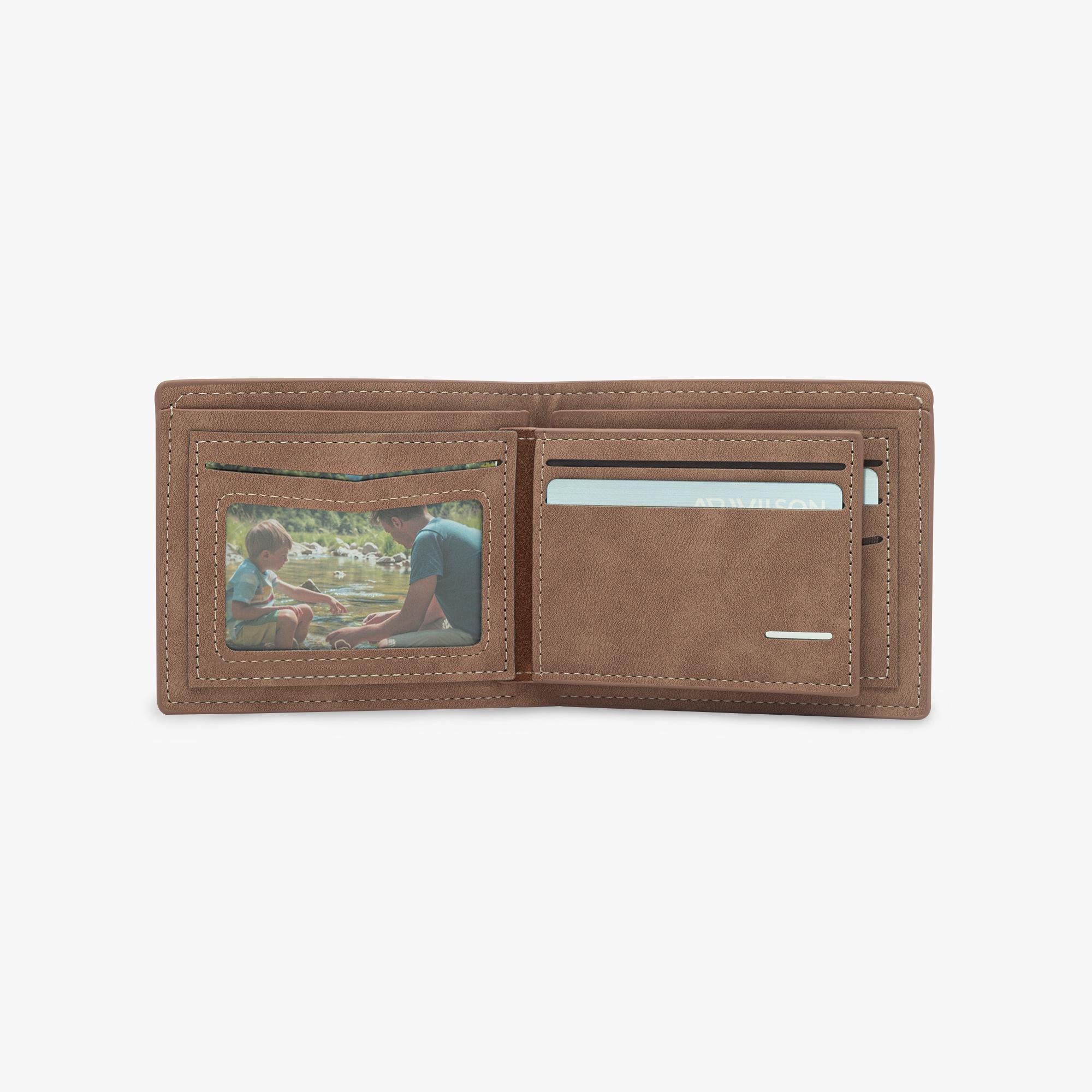 Personalized Photo Wallet for Men – Custom Engraved Leather Gift for Dad