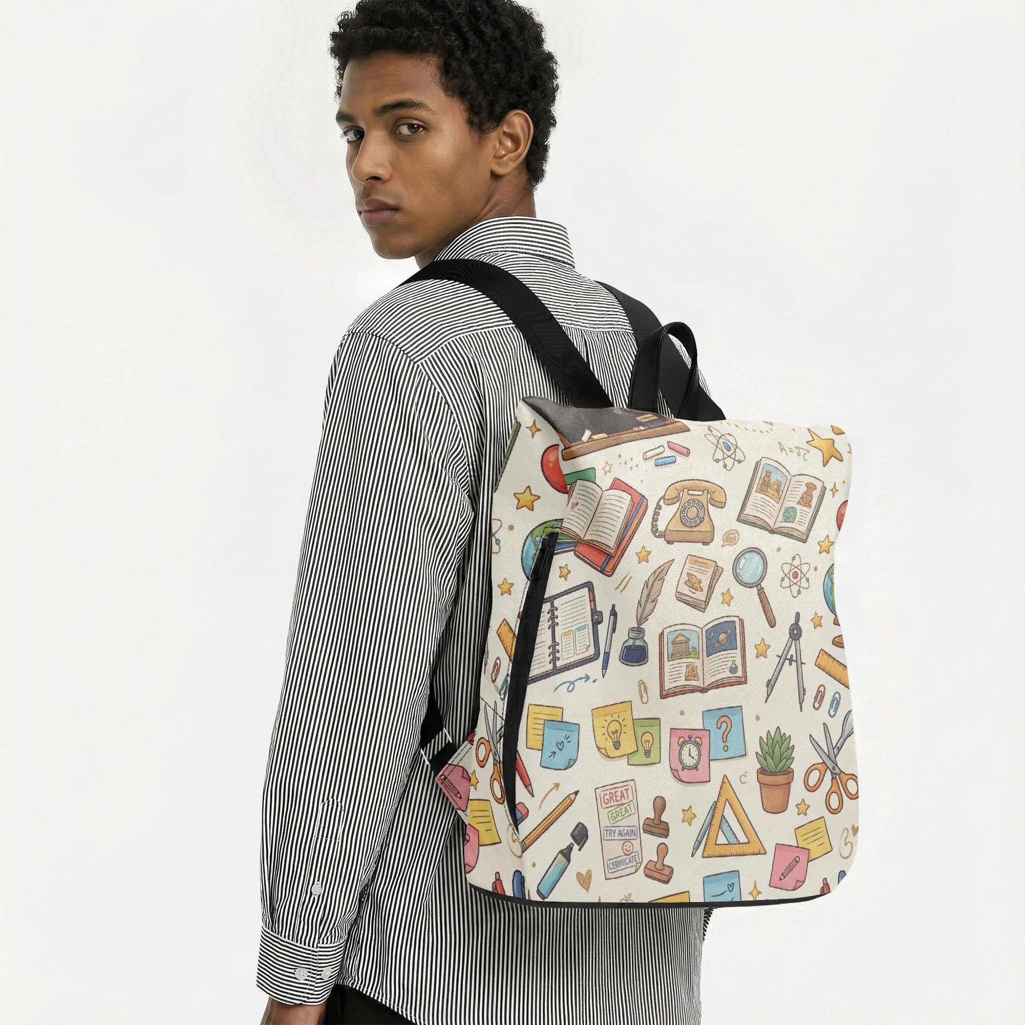 Teacher, Classroom Assistant, Pupil Back to school,  Classic Casual Canvas Backpack / Daypack