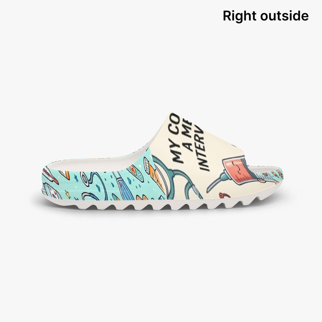 My Coffee is a Medical Intervention- Nurse Slides – Funny Medical Professional Comfort Sandals