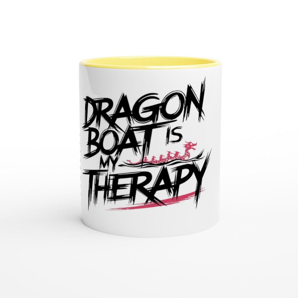 Dragon boat Theropy White 11oz Ceramic Mug with Color Inside Ceramic Yellow