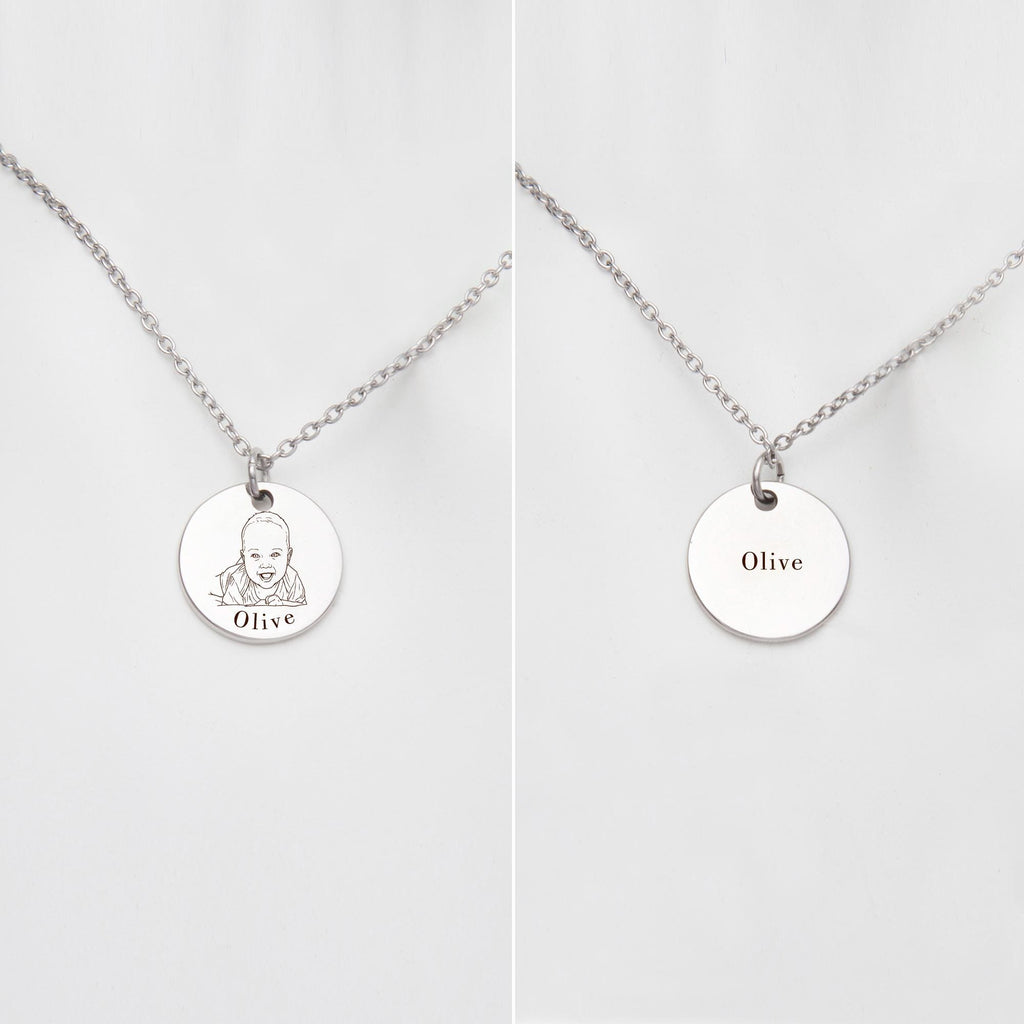 Custom Photo Projection Necklace – Sterling Silver Engraved Memory Jewelry