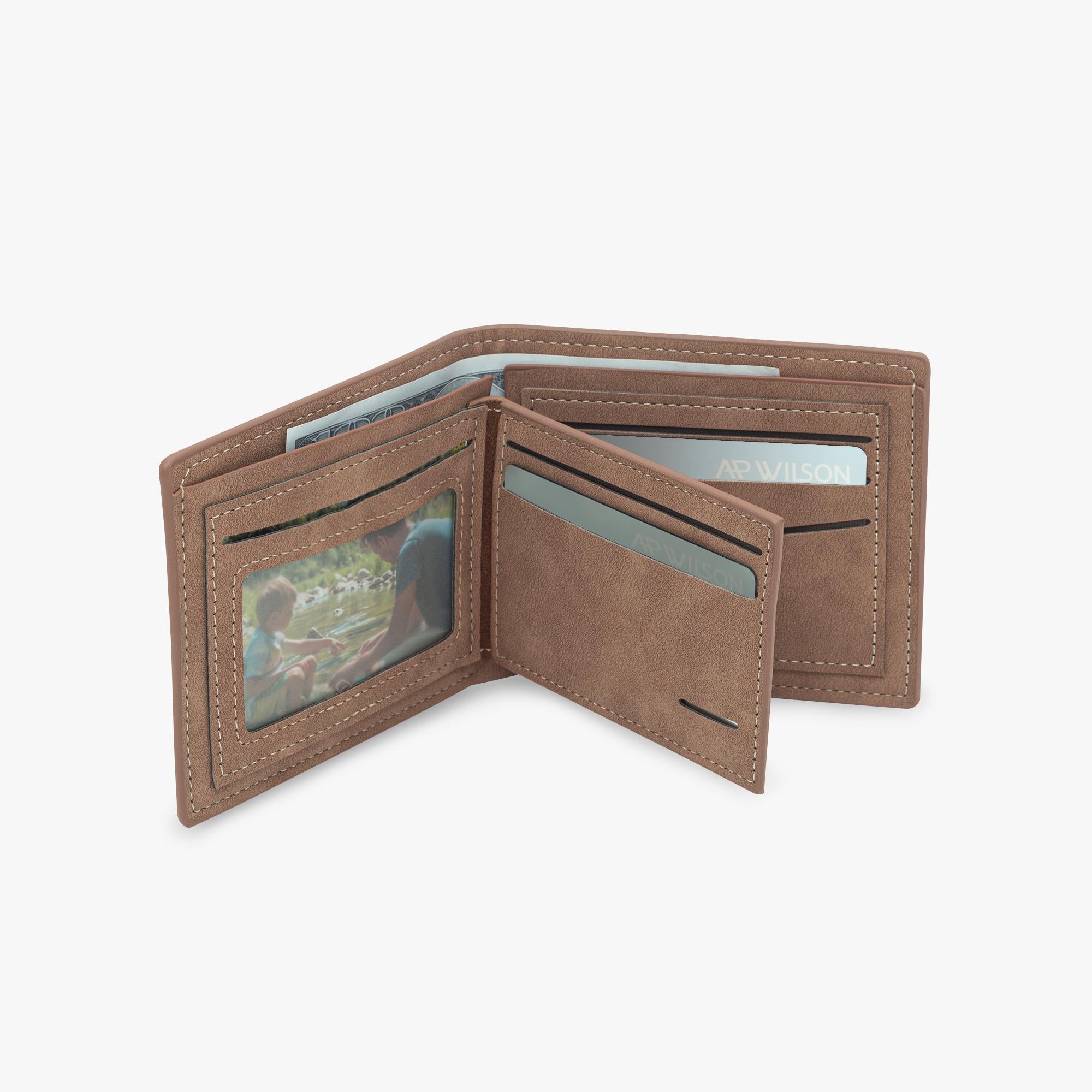 Personalized Photo Wallet for Men – Custom Engraved Leather Gift for Dad