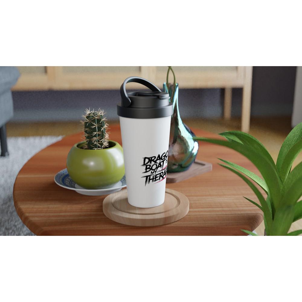 Dragonboat Therapy White 15oz Stainless Steel Travel Mug