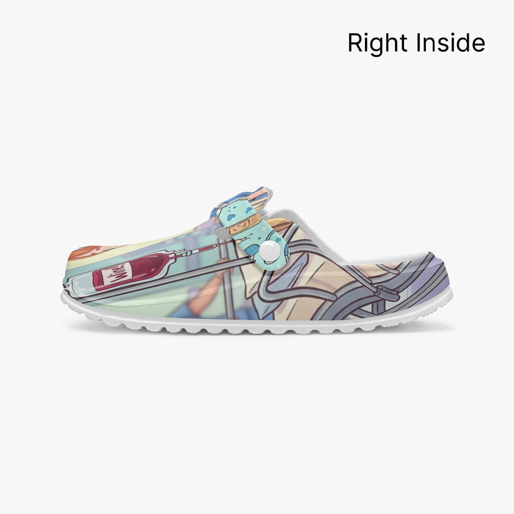 Funny Nurse Clogs, Wine O'Clock Cartoon IV Drip Shoes, EVA Comfort Sandals