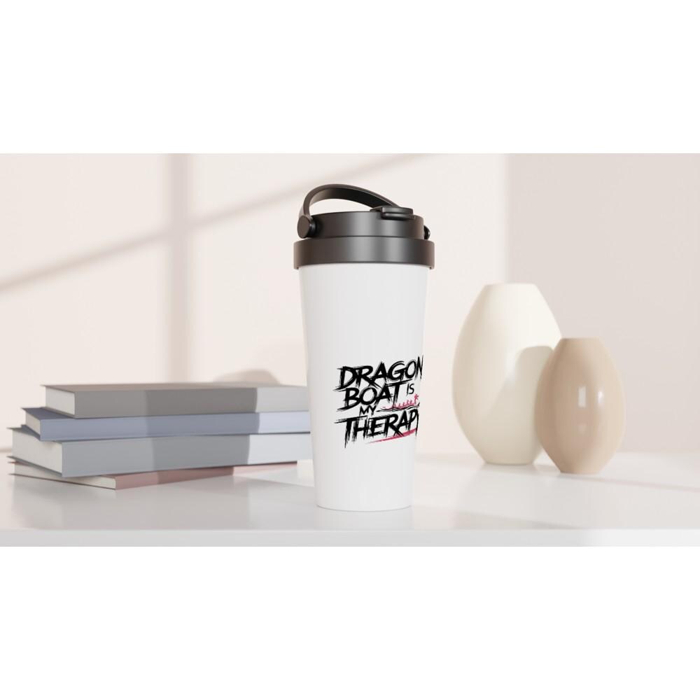 Dragonboat Therapy White 15oz Stainless Steel Travel Mug