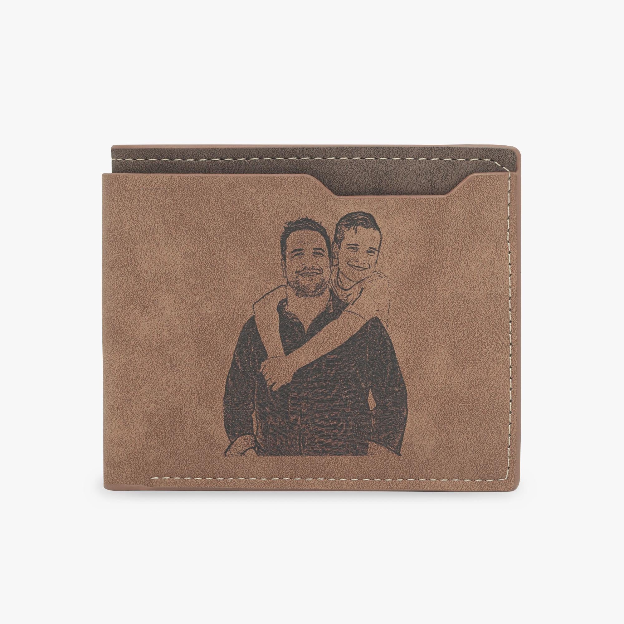 Personalized Photo Wallet for Men – Custom Engraved Leather Gift for Dad