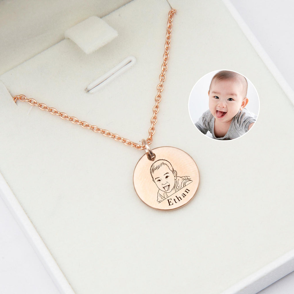 Custom Photo Projection Necklace – Sterling Silver Engraved Memory Jewelry