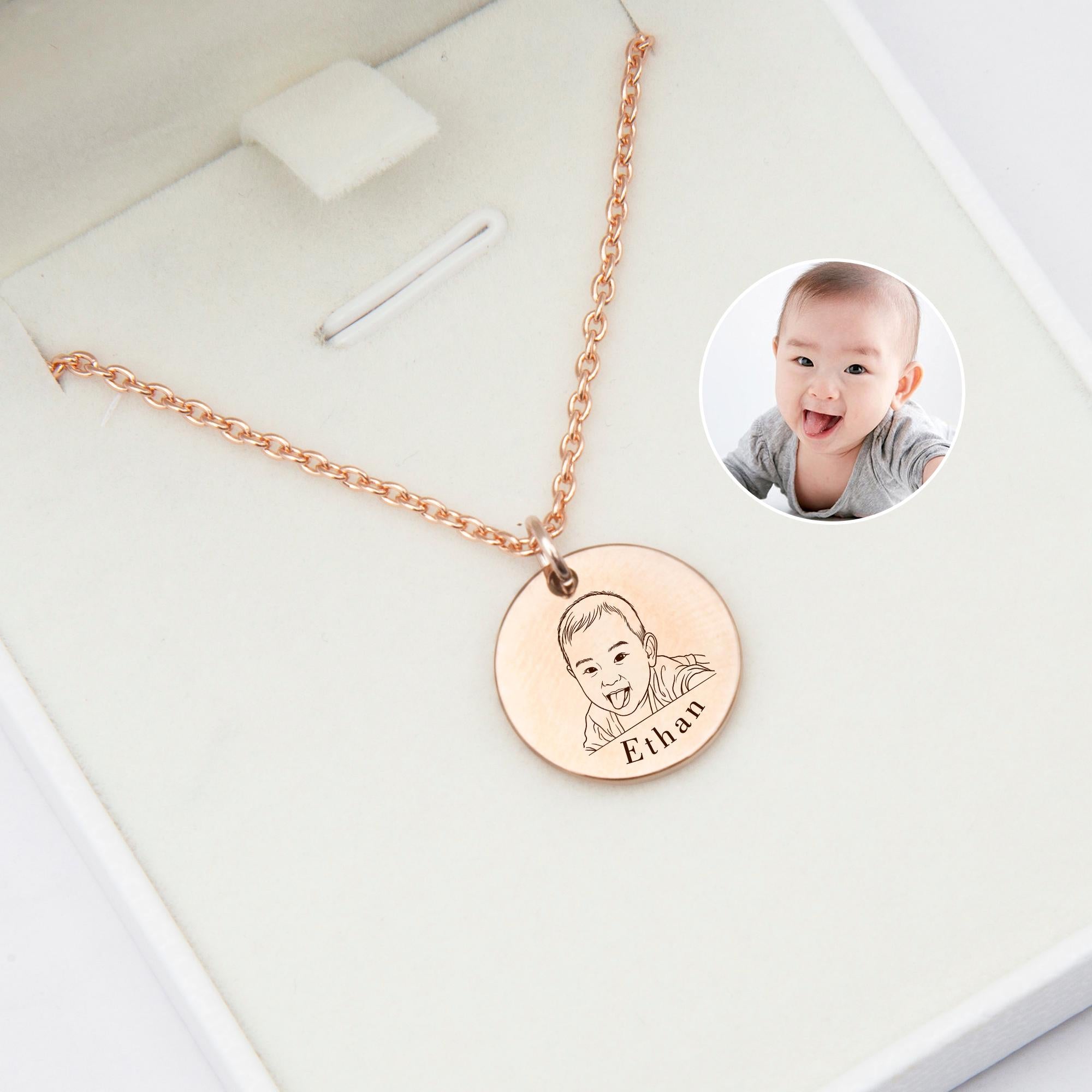 Custom Photo Projection Necklace – Sterling Silver Engraved Memory Jewelry