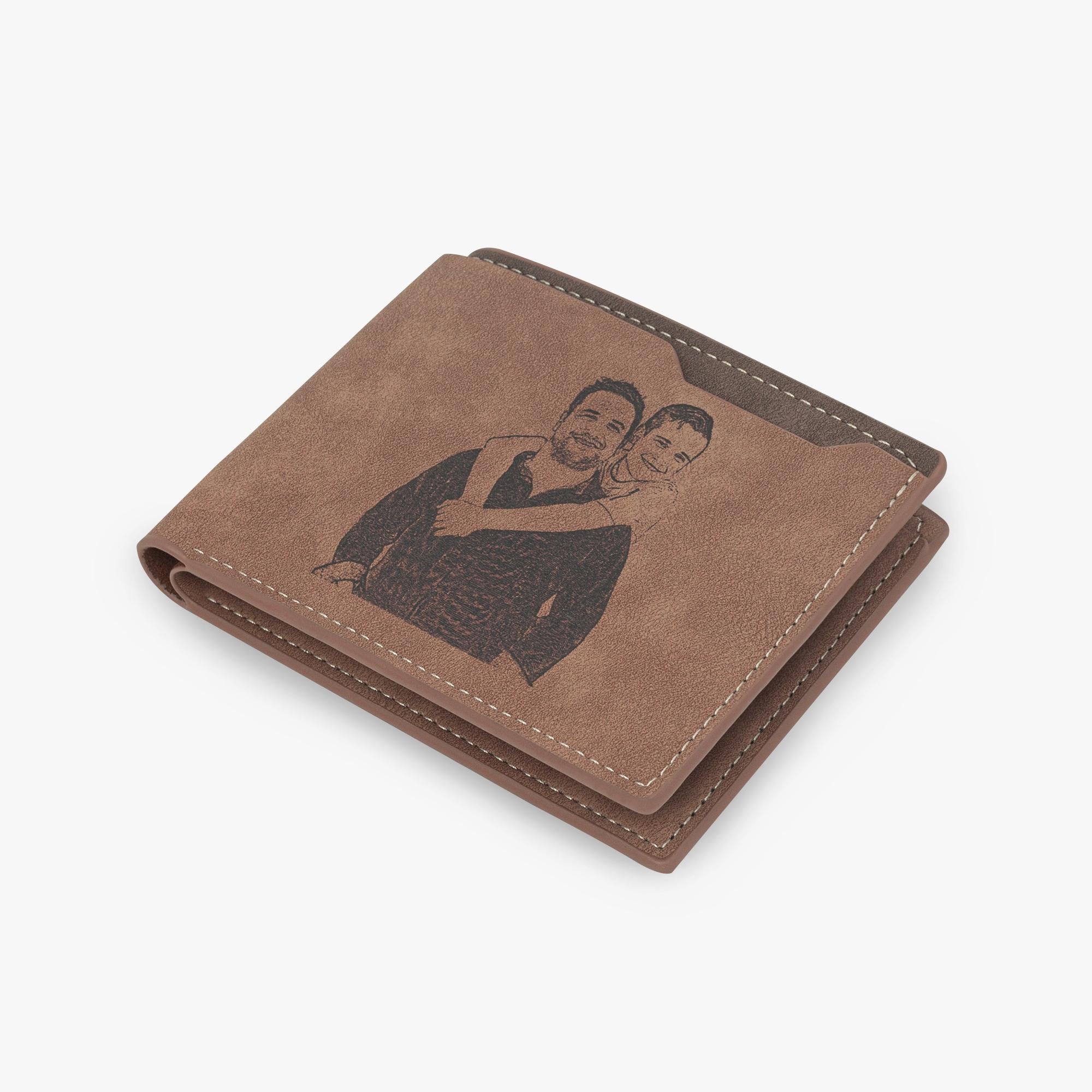 Personalized Photo Wallet for Men – Custom Engraved Leather Gift for Dad