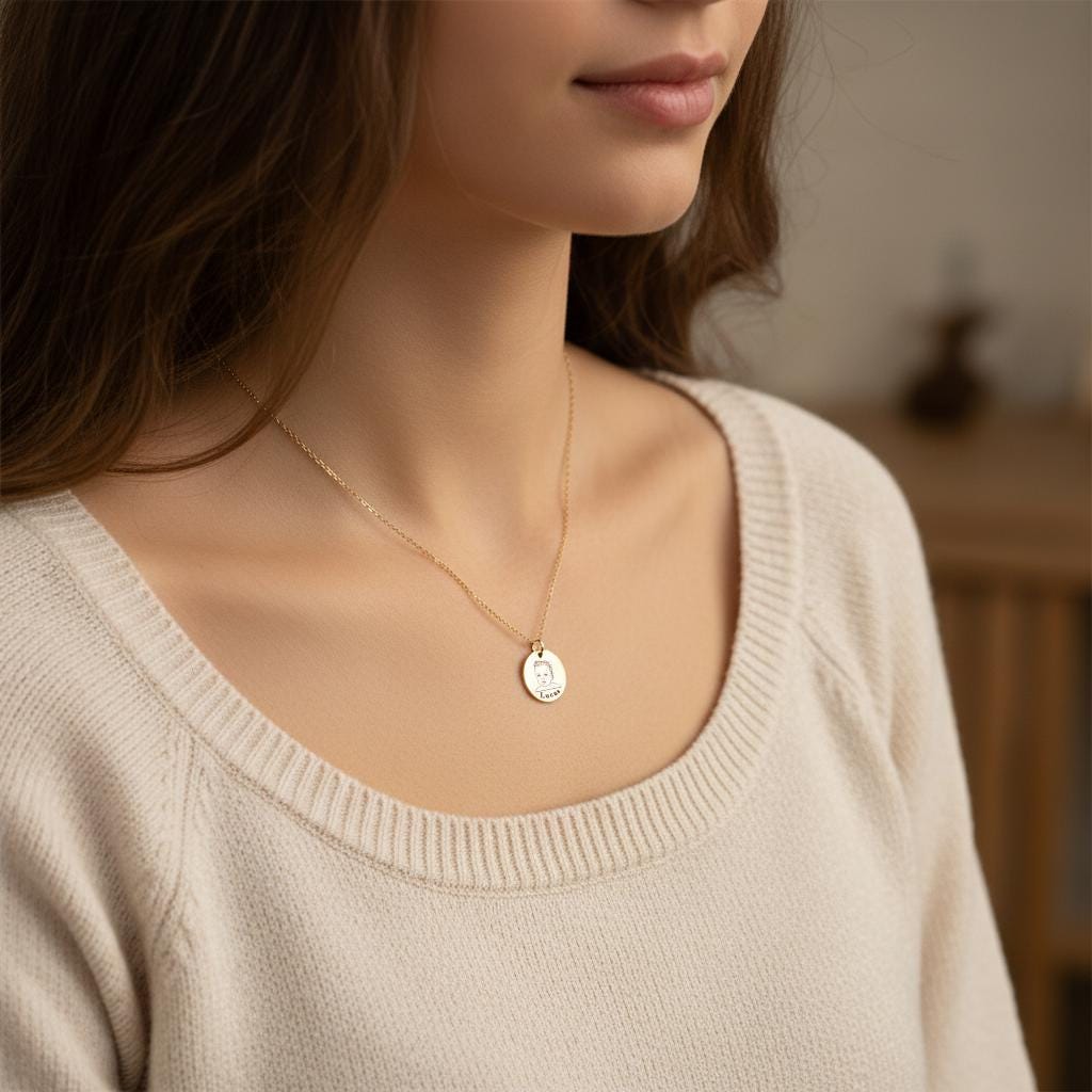 Custom Photo Projection Necklace – Sterling Silver Engraved Memory Jewelry