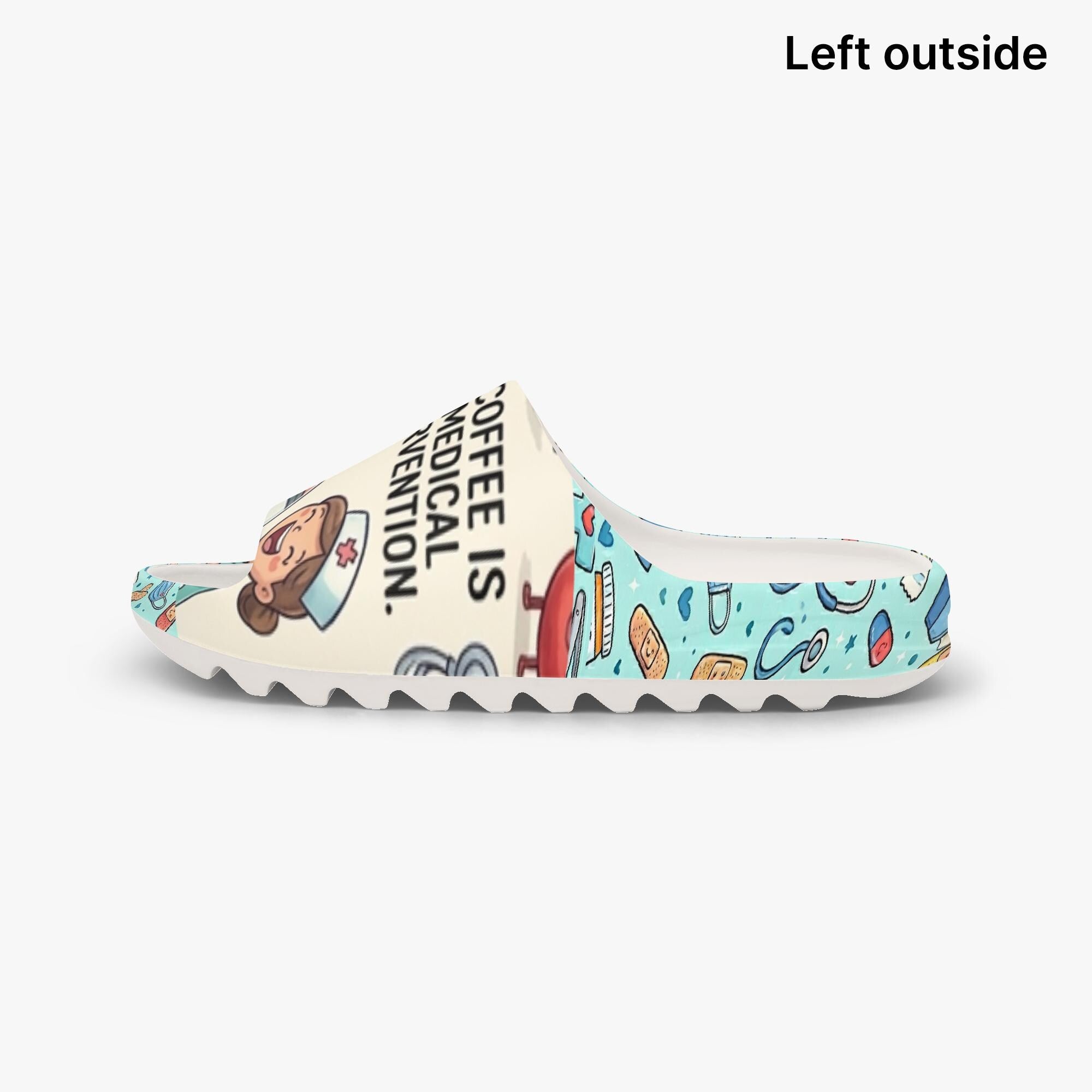 My Coffee is a Medical Intervention- Nurse Slides – Funny Medical Professional Comfort Sandals