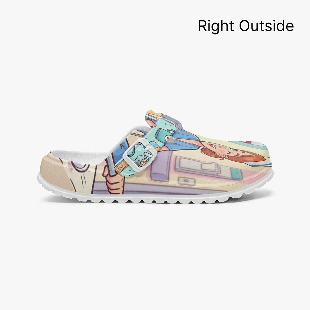 Funny Nurse Clogs, Wine O'Clock Cartoon IV Drip Shoes, EVA Comfort Sandals