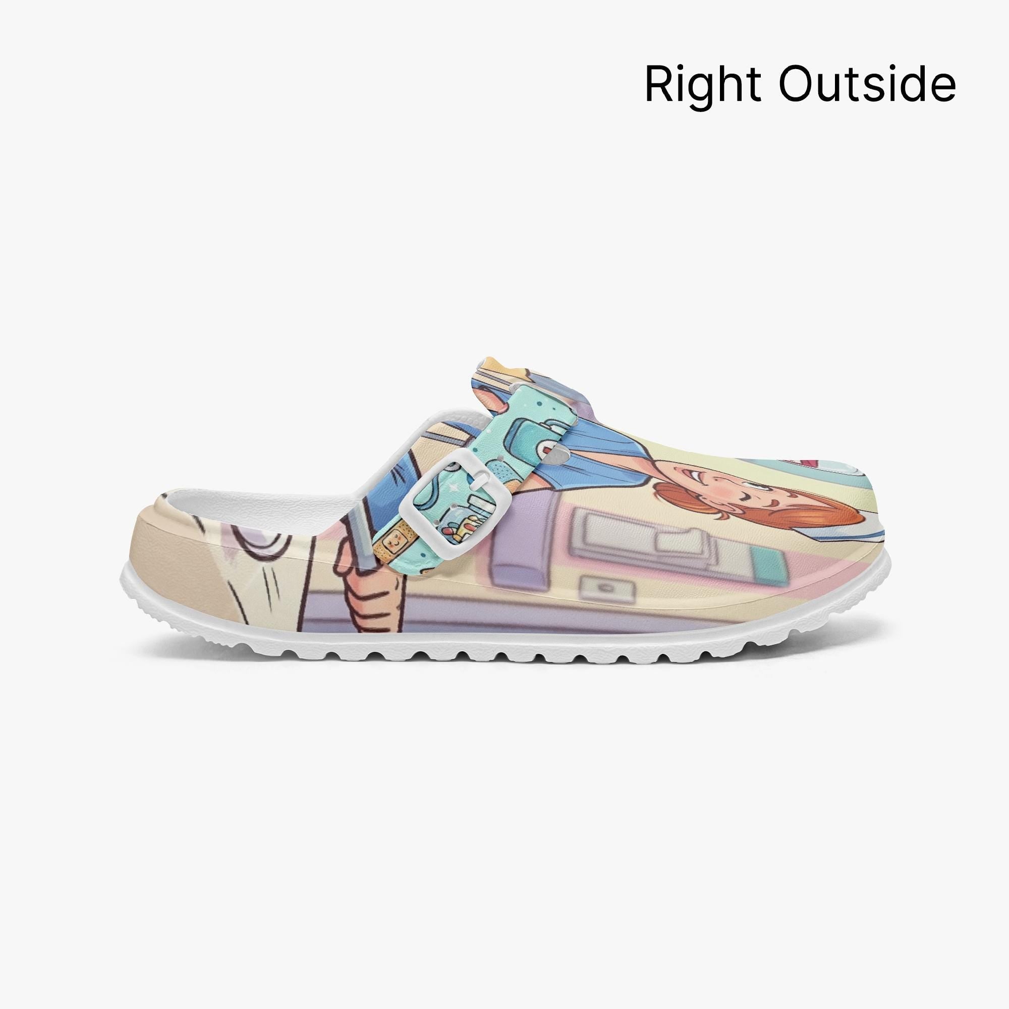 Funny Nurse Clogs, Wine O'Clock Cartoon IV Drip Shoes, EVA Comfort Sandals