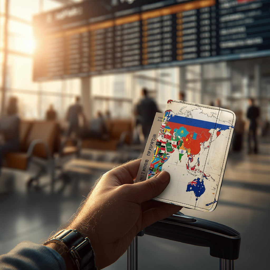 World Flag Map Leather Passport Wallet