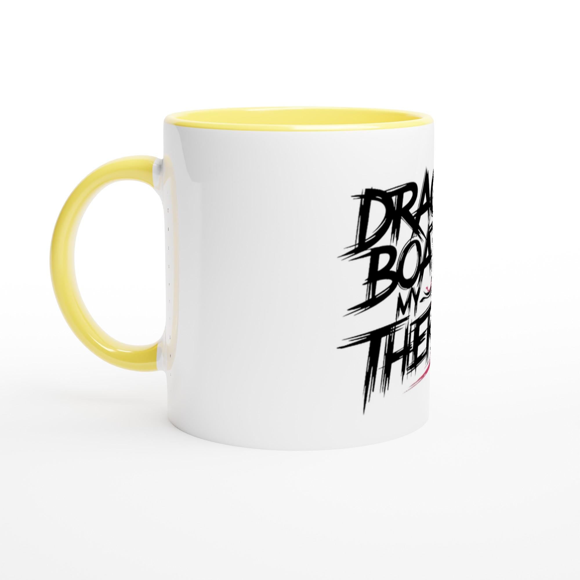 Dragon boat Theropy White 11oz Ceramic Mug with Color Inside Ceramic Yellow