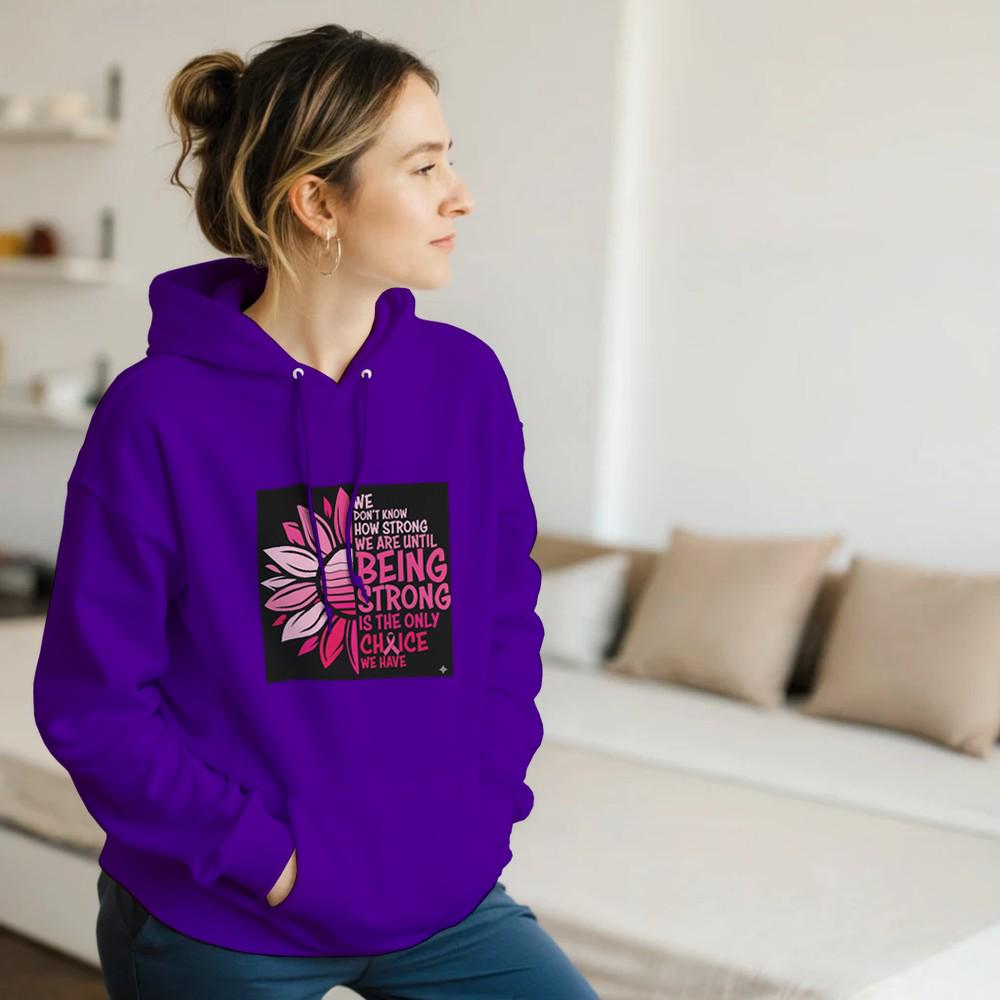 Cancer Awareness Hoodie, Pink Ribbon Survivor Pullover, Cotton Blend Comfort
