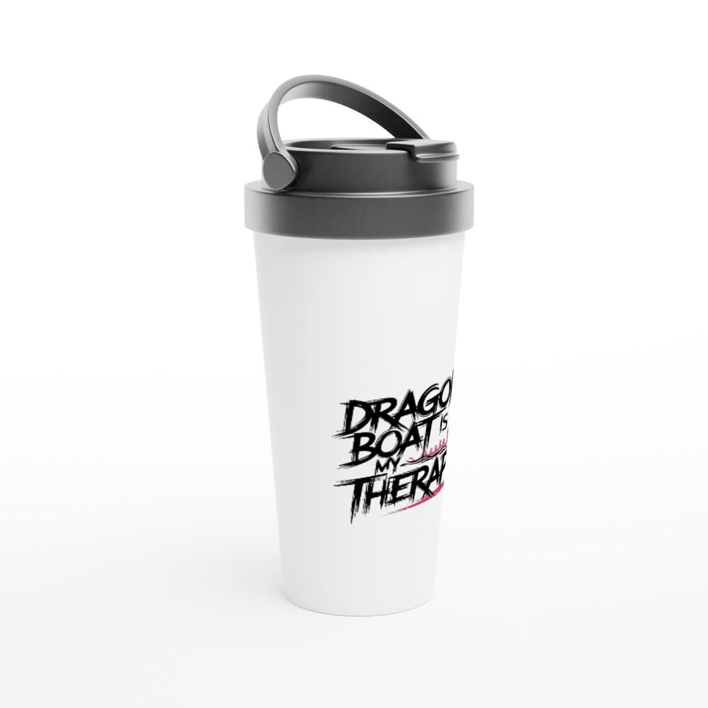 Dragonboat Therapy White 15oz Stainless Steel Travel Mug