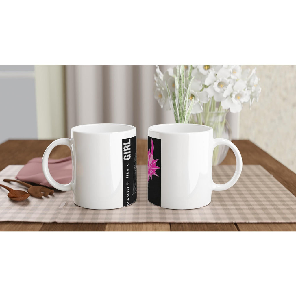 Dragon Boat Paddle Mug, Breast Cancer Awareness Survivor Gift, Pink Hope Ribbon Ceramic Cup