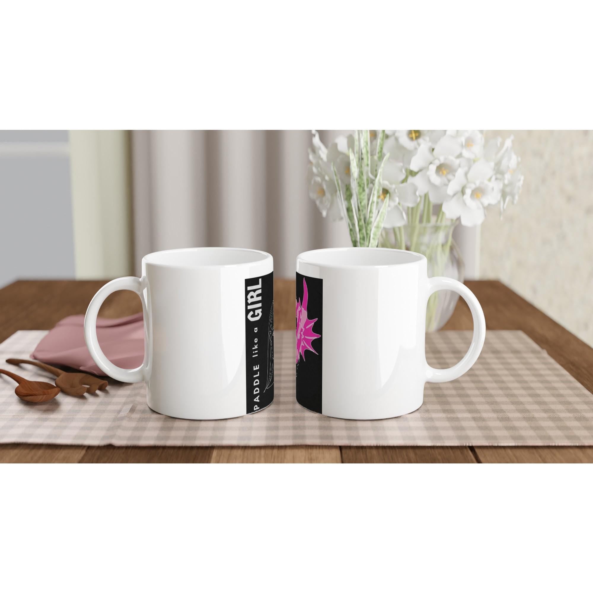 Dragon Boat Paddle Mug, Breast Cancer Awareness Survivor Gift, Pink Hope Ribbon Ceramic Cup