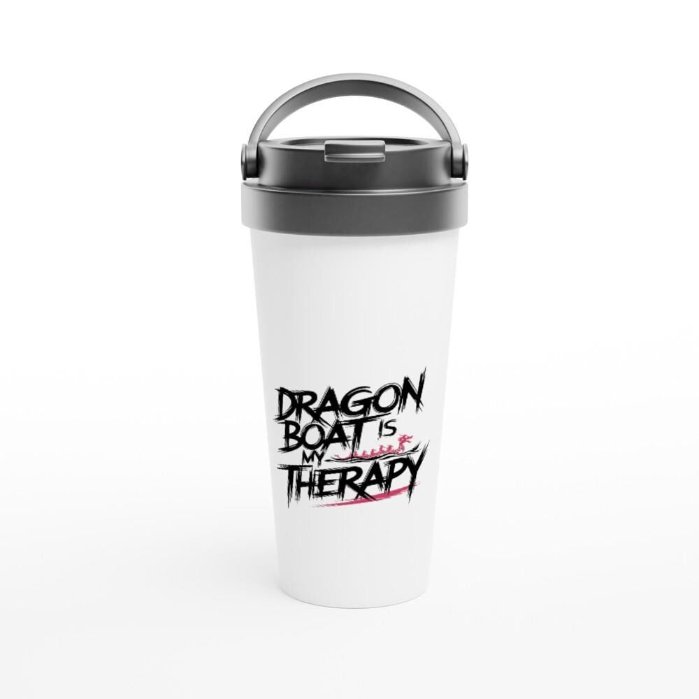Dragonboat Therapy White 15oz Stainless Steel Travel Mug