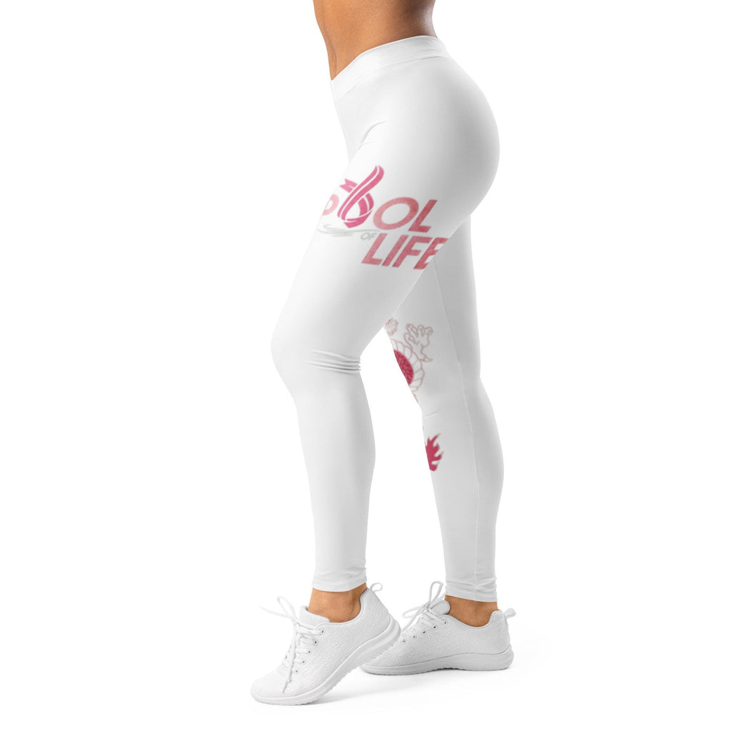White Dragon Athletic Leggings, Breast Cancer Awareness Ribbon, Survivor Support Gear