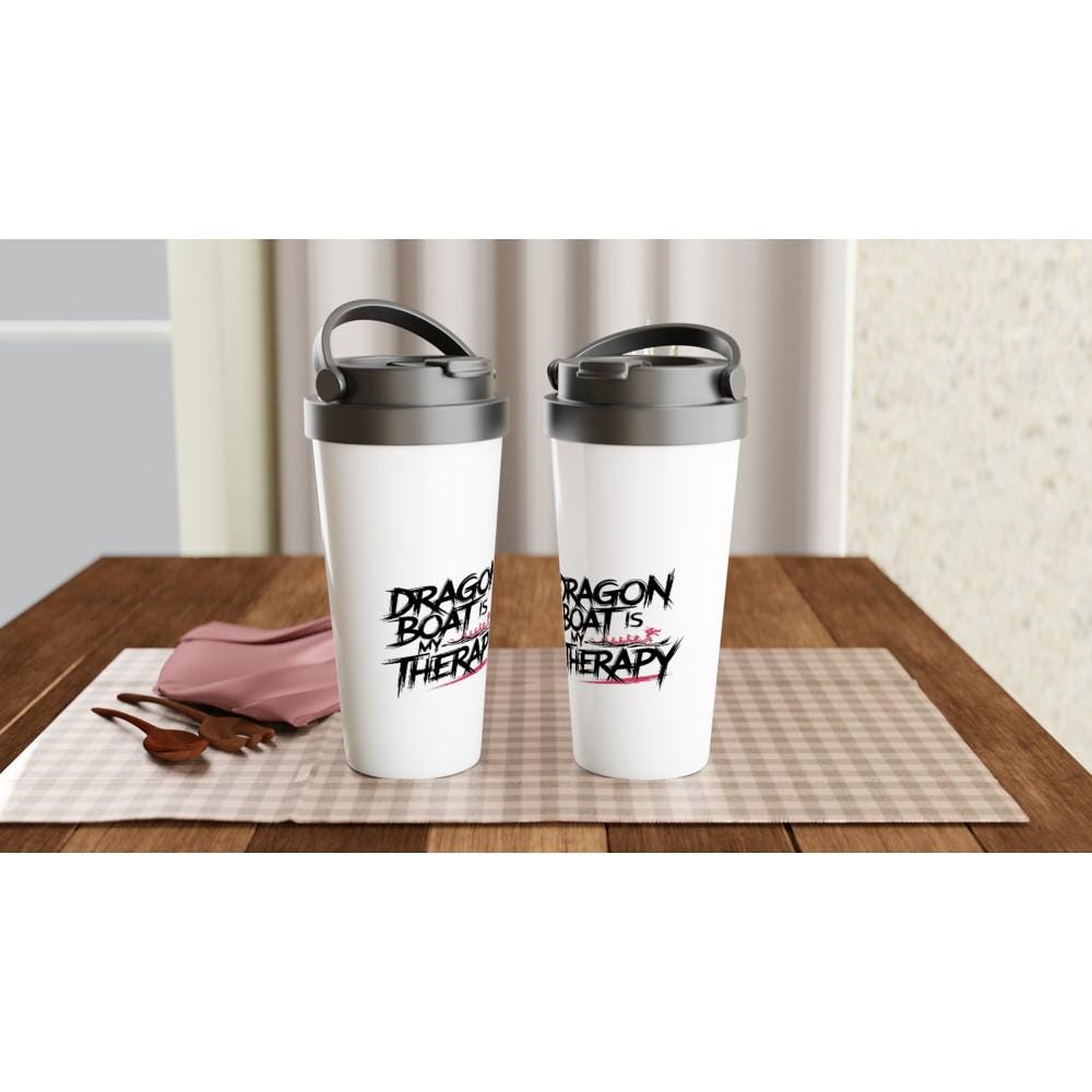 Dragonboat Therapy White 15oz Stainless Steel Travel Mug