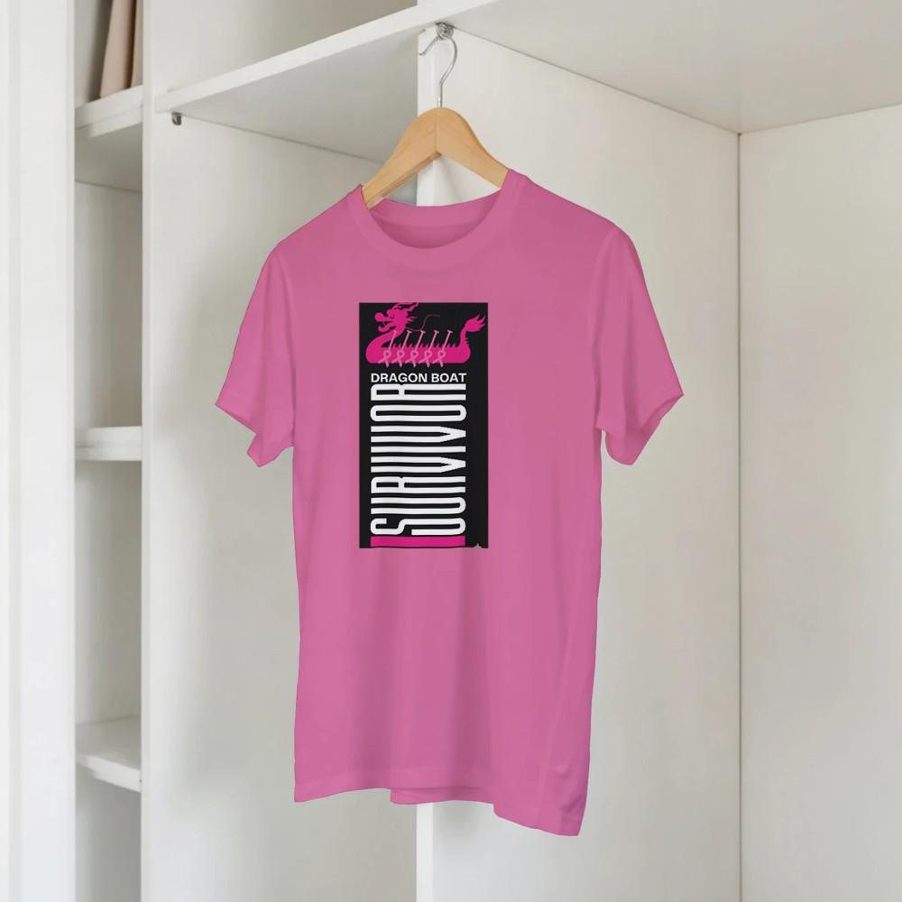 Survivor Dragon Boat T-Shirt, Breast Cancer Awareness, Pink Hope Ribbon Graphic