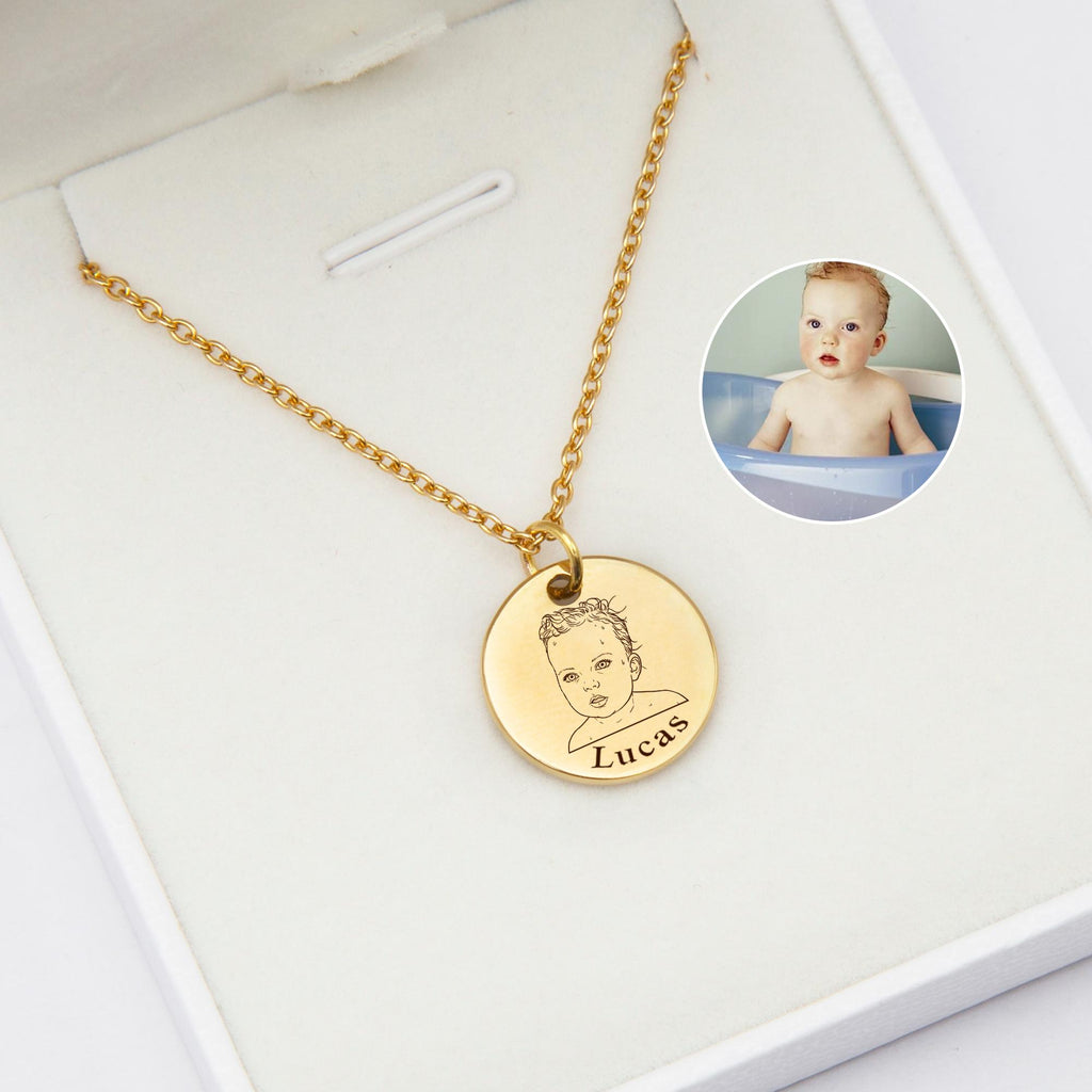 Custom Photo Projection Necklace – Sterling Silver Engraved Memory Jewelry