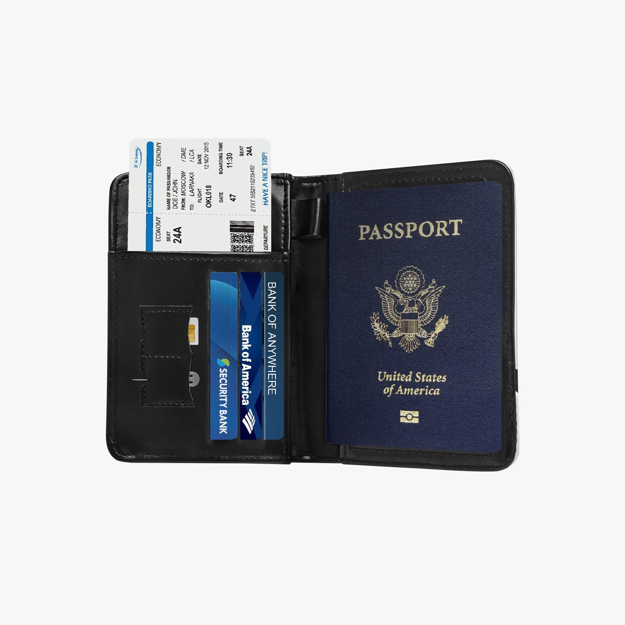 World Flag Map Leather Passport Wallet