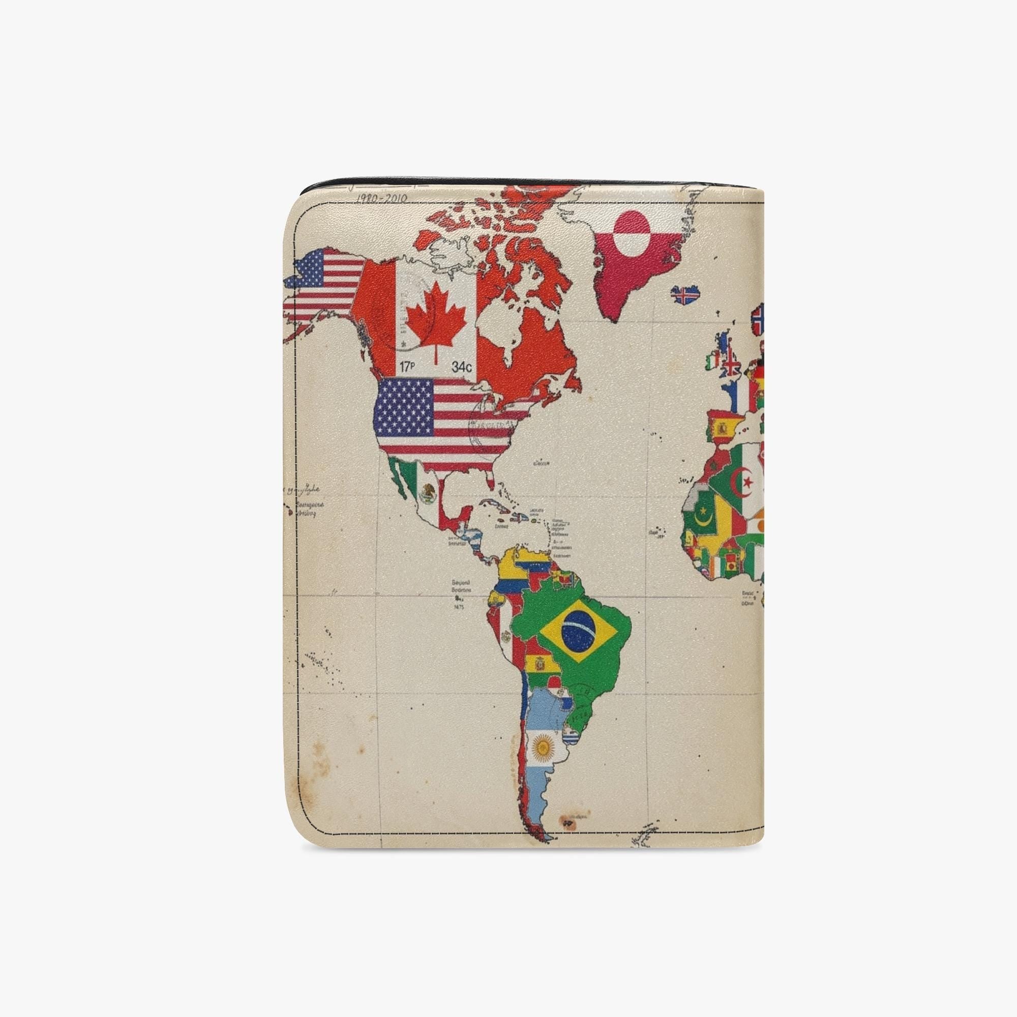 World Flag Map Leather Passport Wallet