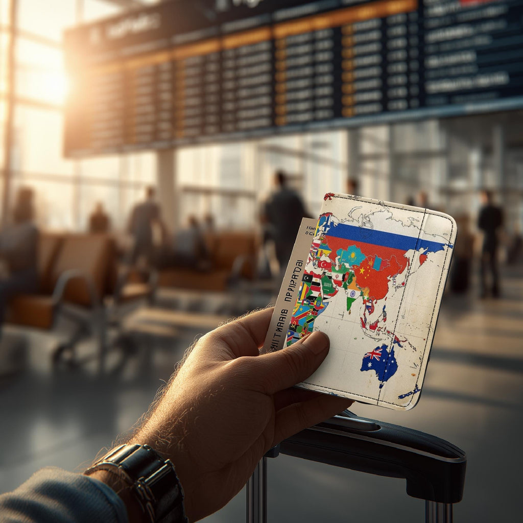 World Flag Map Leather Passport Wallet