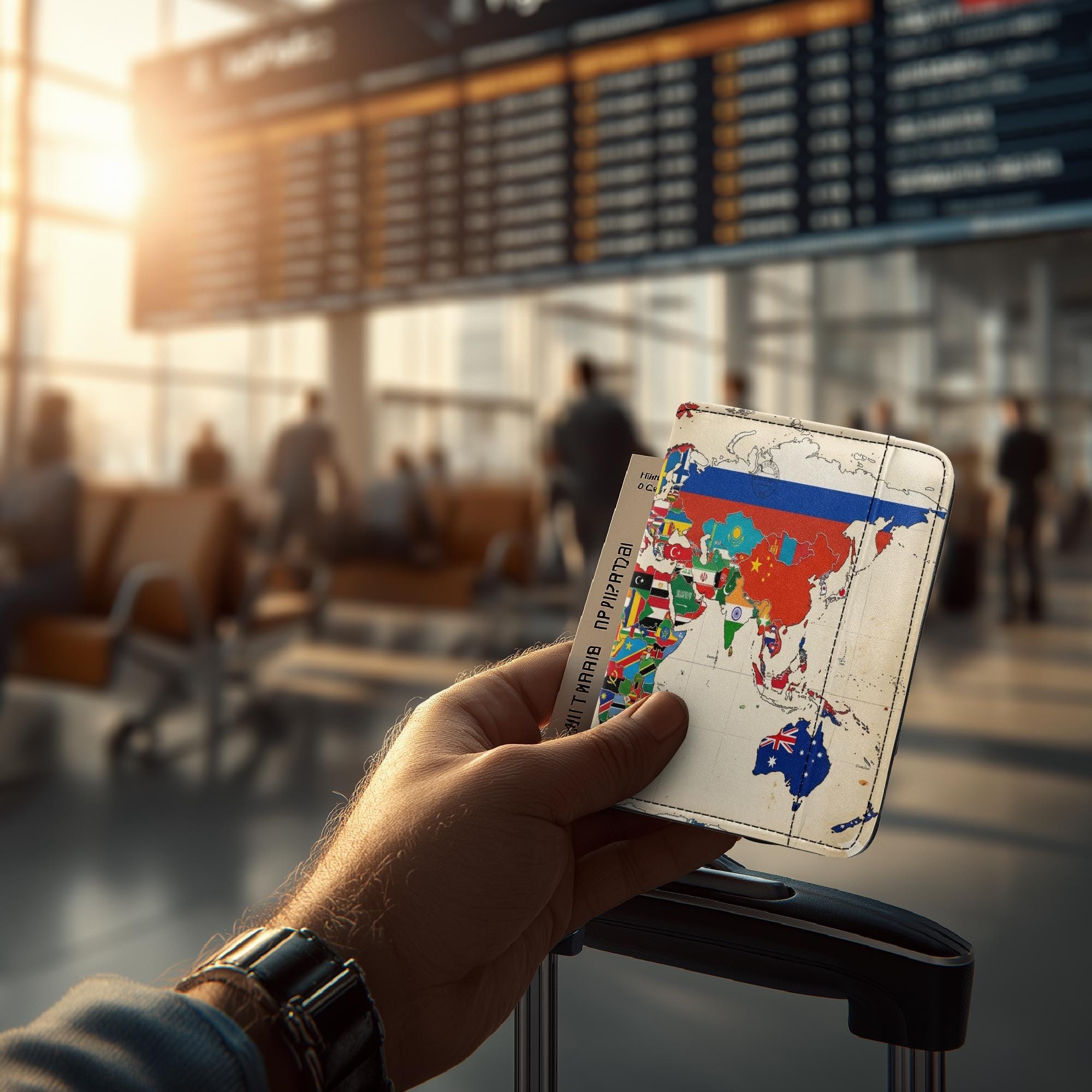 World Flag Map Leather Passport Wallet