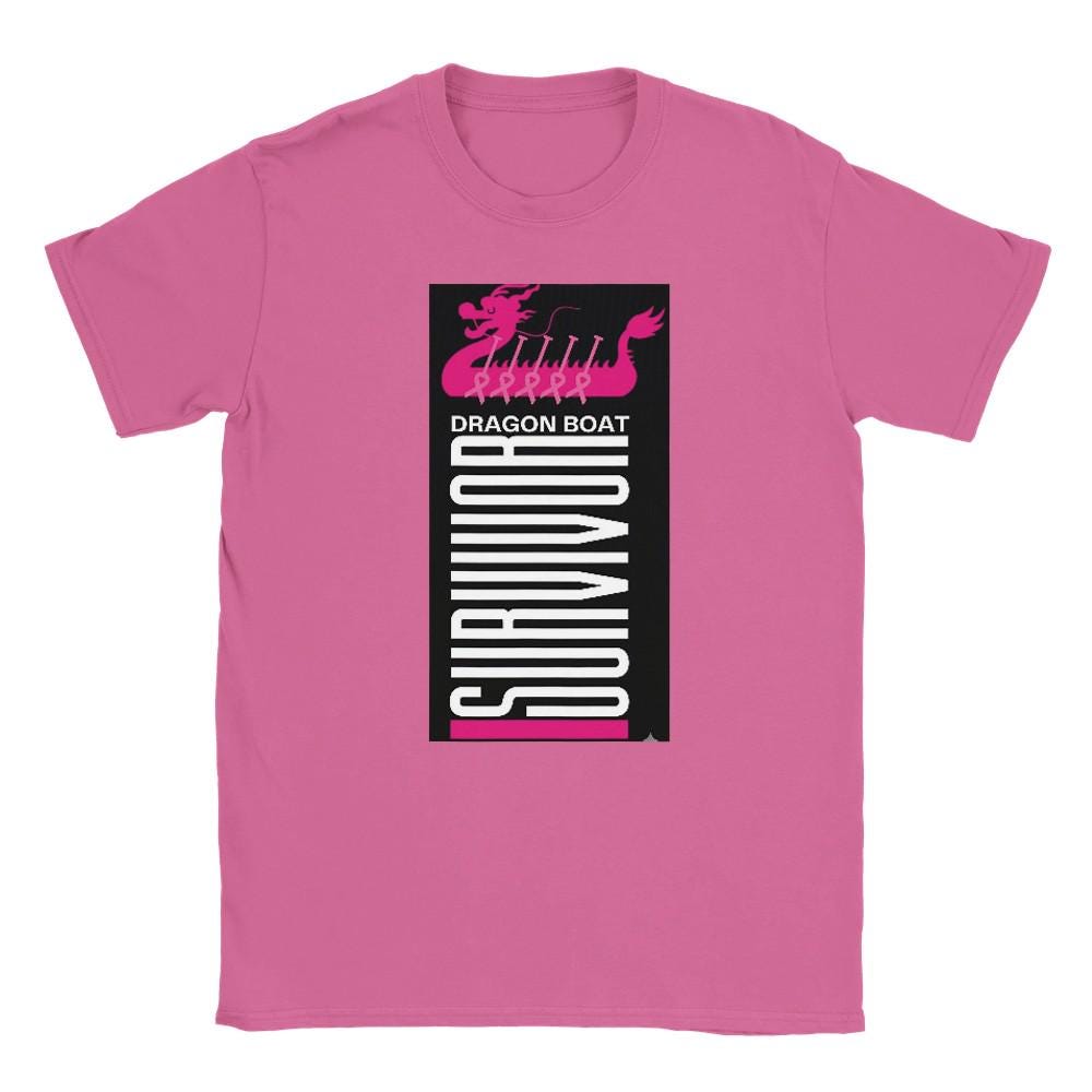 Survivor Dragon Boat T-Shirt, Breast Cancer Awareness, Pink Hope Ribbon Graphic