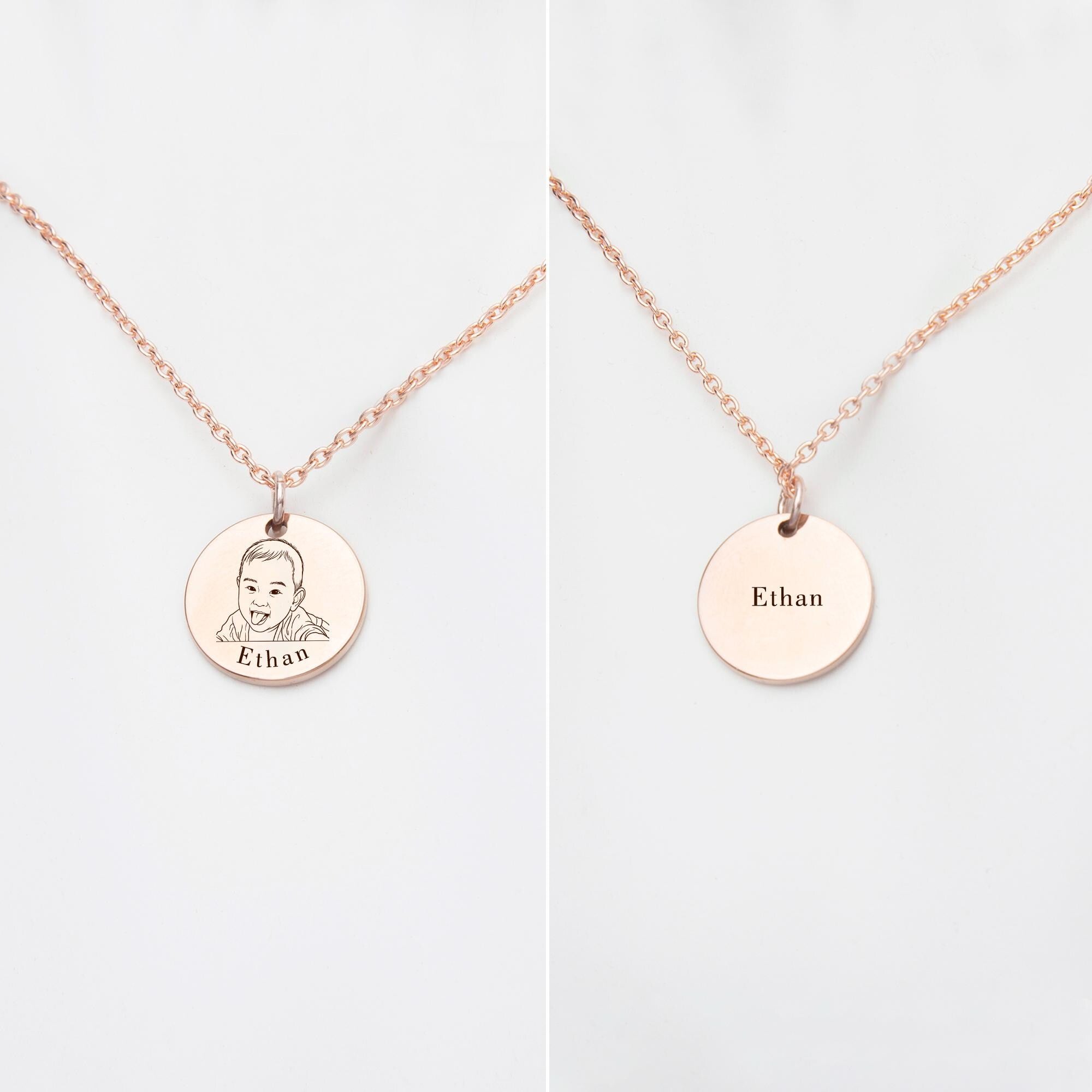 Custom Photo Projection Necklace – Sterling Silver Engraved Memory Jewelry