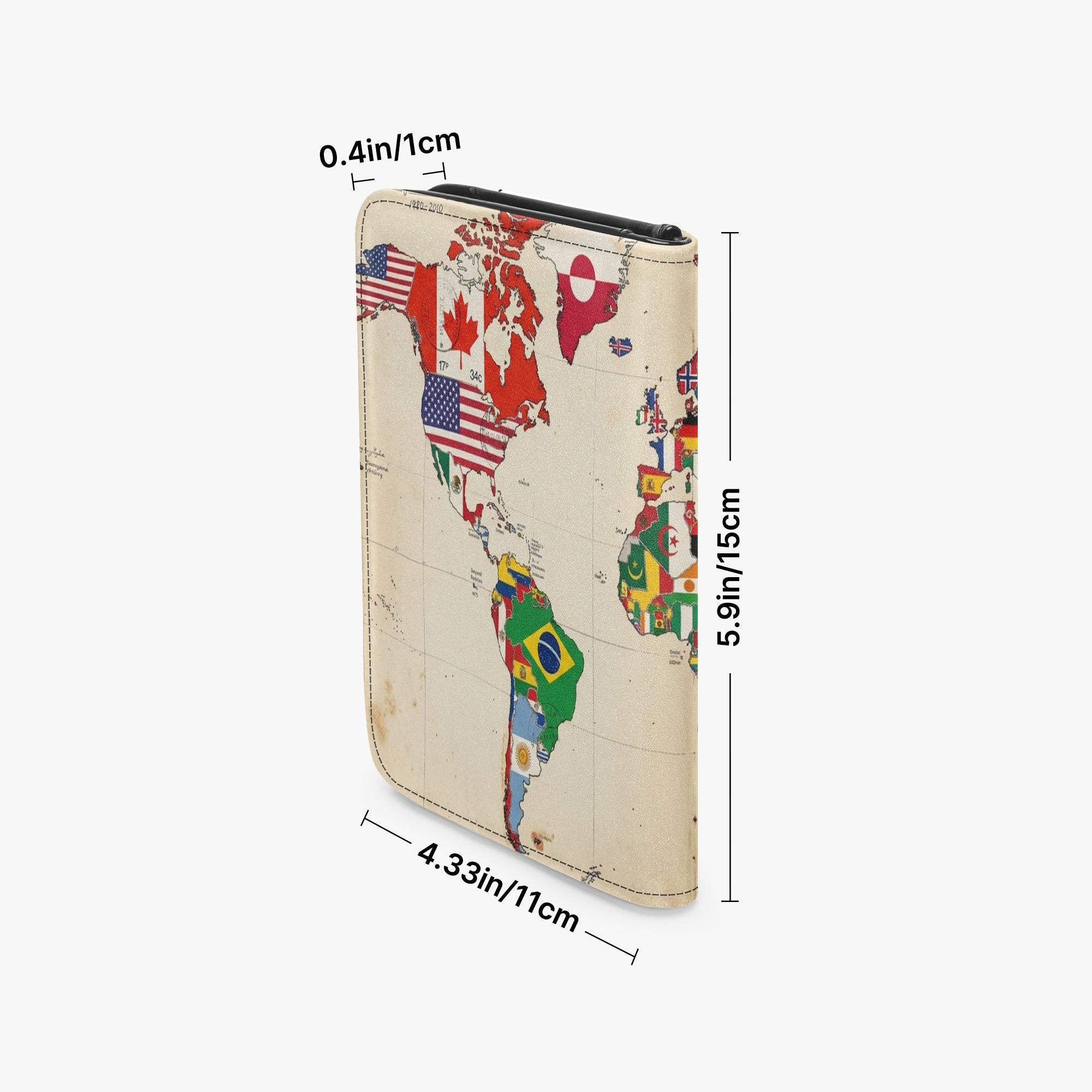 World Flag Map Leather Passport Wallet